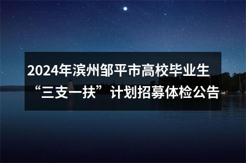 2024年滨州邹平市高校毕业生“三支一扶”计划招募体检公告 图片